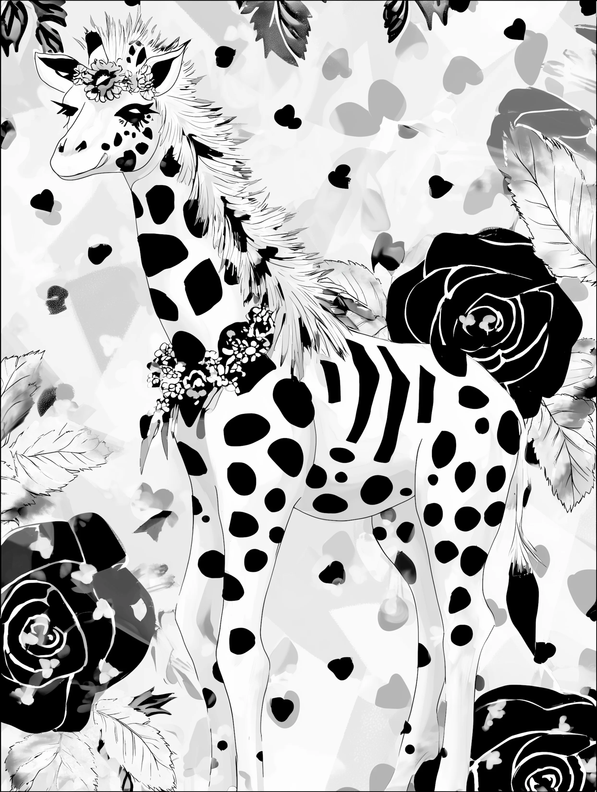 Free printable giraffe coloring page featuring standing giraffe